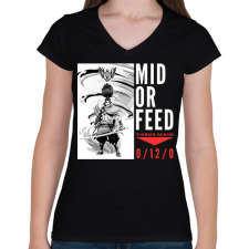 PRINTFASHION Yasuo - MID OR FEED - Női V-nyakú póló - Fekete női póló