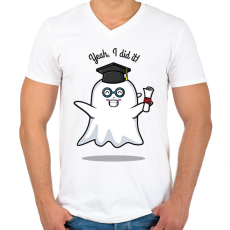 PRINTFASHION Yeah, I did it! - Diplomás minta - Férfi V-nyakú póló - Fehér