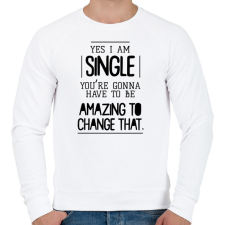 PRINTFASHION Yes I am single - Férfi pulóver - Fehér férfi pulóver, kardigán