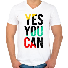 PRINTFASHION Yes you can - Férfi V-nyakú póló - Fehér