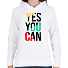 PRINTFASHION Yes you can - Női kapucnis pulóver - Fehér női pulóver, kardigán