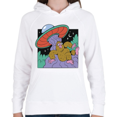 PRINTFASHION Yeti és az Ufo - Női kapucnis pulóver - Fehér