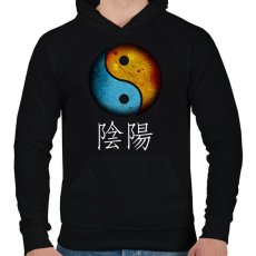 PRINTFASHION Yin és Yang - Férfi kapucnis pulóver - Fekete