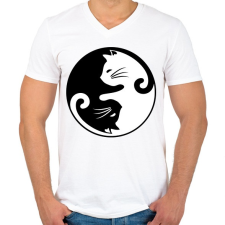 PRINTFASHION yin yang cicák - Férfi V-nyakú póló - Fehér férfi póló
