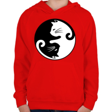 PRINTFASHION yin yang cicák - Gyerek kapucnis pulóver - Piros gyerek pulóver, kardigán