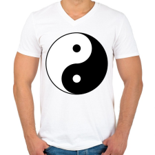 PRINTFASHION Yin-Yang - Férfi V-nyakú póló - Fehér férfi póló