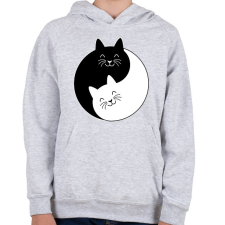 PRINTFASHION Yin-Yang macskák - Gyerek kapucnis pulóver - Sport szürke gyerek pulóver, kardigán