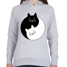 PRINTFASHION Yin-Yang macskák - Női kapucnis pulóver - Sport szürke női pulóver, kardigán