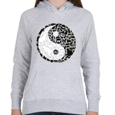 PRINTFASHION YinYang macskák - Női kapucnis pulóver - Sport szürke