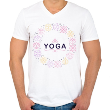 PRINTFASHION Yoga - Férfi V-nyakú póló - Fehér férfi póló