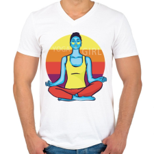 PRINTFASHION Yoga Girl - jógás lány - Férfi V-nyakú póló - Fehér férfi póló