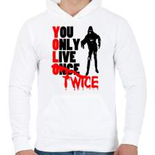 PRINTFASHION YOLO - Férfi kapucnis pulóver - Fehér férfi pulóver, kardigán