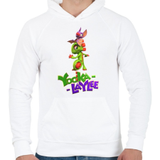 PRINTFASHION Yooka Laylee - Férfi kapucnis pulóver - Fehér férfi pulóver, kardigán