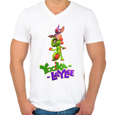 PRINTFASHION Yooka Laylee - Férfi V-nyakú póló - Fehér férfi póló