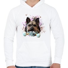 PRINTFASHION yorkie2 - Férfi kapucnis pulóver - Fehér