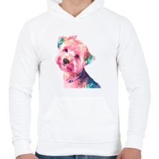 PRINTFASHION Yorkie - Férfi kapucnis pulóver - Fehér