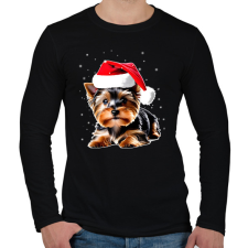 PRINTFASHION Yorkie kutyus a hóban - Férfi hosszú ujjú póló - Fekete férfi póló