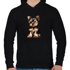PRINTFASHION Yorkie kutyus - Férfi kapucnis pulóver - Fekete férfi pulóver, kardigán