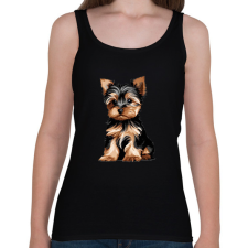 PRINTFASHION Yorkie kutyus - Női atléta - Fekete női trikó