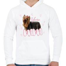 PRINTFASHION Yorkie Mama - Férfi kapucnis pulóver - Fehér férfi pulóver, kardigán