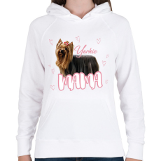 PRINTFASHION Yorkie Mama - Női kapucnis pulóver - Fehér