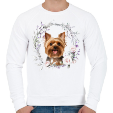 PRINTFASHION yorkie virágokkal - Férfi pulóver - Fehér