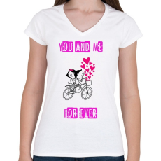 PRINTFASHION you and me - Női V-nyakú póló - Fehér