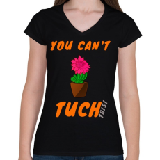 PRINTFASHION you can tuch this - Női V-nyakú póló - Fekete