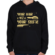 PRINTFASHION You hair is 90% of your slefie - Gyerek kapucnis pulóver - Fekete
