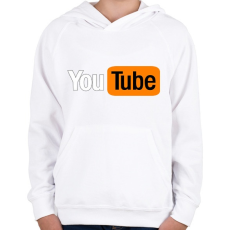 PRINTFASHION you tube - Gyerek kapucnis pulóver - Fehér