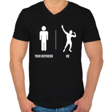 PRINTFASHION Your Boyfriend - Me - Zyzz Gym - Férfi V-nyakú póló - Fekete férfi póló