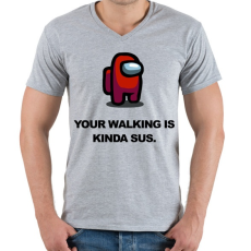 PRINTFASHION Your walking is kinda sus. - Férfi V-nyakú póló - Sport szürke