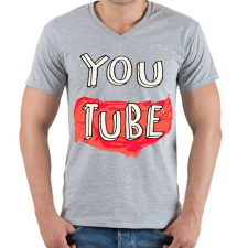 PRINTFASHION YouTube - Férfi V-nyakú póló - Sport szürke férfi póló