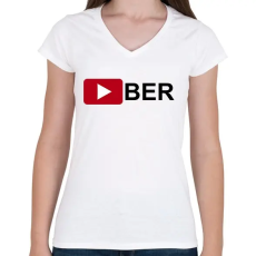 PRINTFASHION Youtuber - Női V-nyakú póló - Fehér