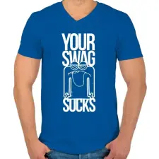 PRINTFASHION YSS - Férfi V-nyakú póló - Királykék férfi póló