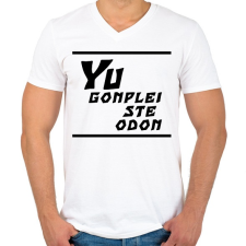 PRINTFASHION Yu gonplei ste odon - Férfi V-nyakú póló - Fehér férfi póló