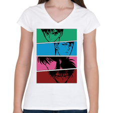 PRINTFASHION yu yu hakusho - Női V-nyakú póló - Fehér női póló