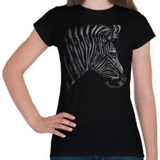 PRINTFASHION Zebra portré - Női póló - Fekete