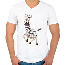PRINTFASHION Zebrás póló - Férfi V-nyakú póló - Fehér férfi póló