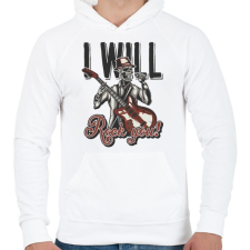 PRINTFASHION Zene 01 - I will Rock you! - Férfi kapucnis pulóver - Fehér férfi pulóver, kardigán