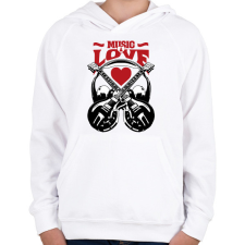 PRINTFASHION Zene és szerelem - Gyerek kapucnis pulóver - Fehér gyerek pulóver, kardigán