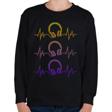 PRINTFASHION Zene szívverés - Gyerek pulóver - Fekete