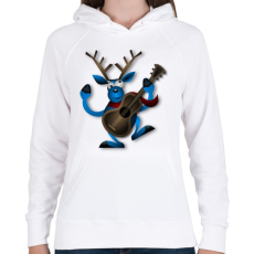 PRINTFASHION Zenélő szarvas - Női kapucnis pulóver - Fehér