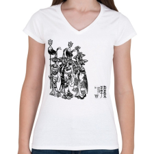 PRINTFASHION zenészek - Női V-nyakú póló - Fehér női póló