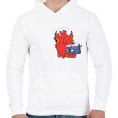 PRINTFASHION Zenét hallgató szív - Férfi kapucnis pulóver - Fehér