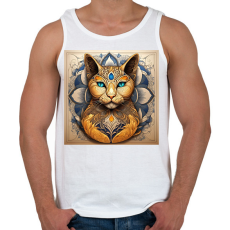 PRINTFASHION Zentangle macskafej - Férfi atléta - Fehér