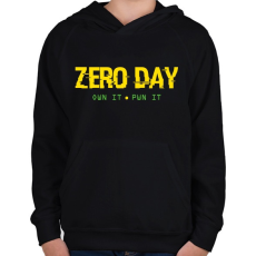 PRINTFASHION Zero day - 0day - Gyerek kapucnis pulóver - Fekete