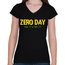PRINTFASHION Zero day - 0day - Női V-nyakú póló - Fekete női póló