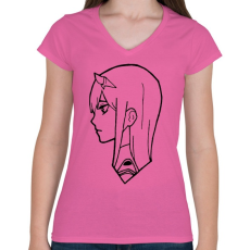PRINTFASHION Zero Two - Női V-nyakú póló - Rózsaszín