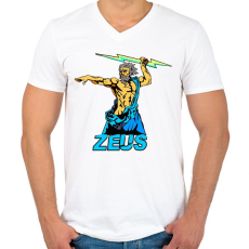 PRINTFASHION Zeusz a görög főisten - Férfi V-nyakú póló - Fehér